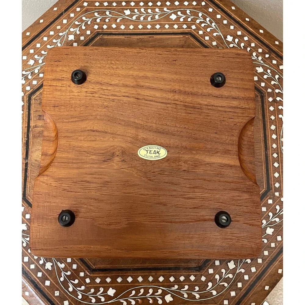 Vintage Teak Wood Ceramic Cheese Board Tray With Cloche Heavy Glass Dome Lid Tha